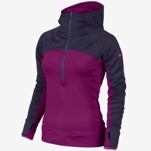 Nike Pro 1/2 Half Zip Hooded Shield Hyperwarm Top